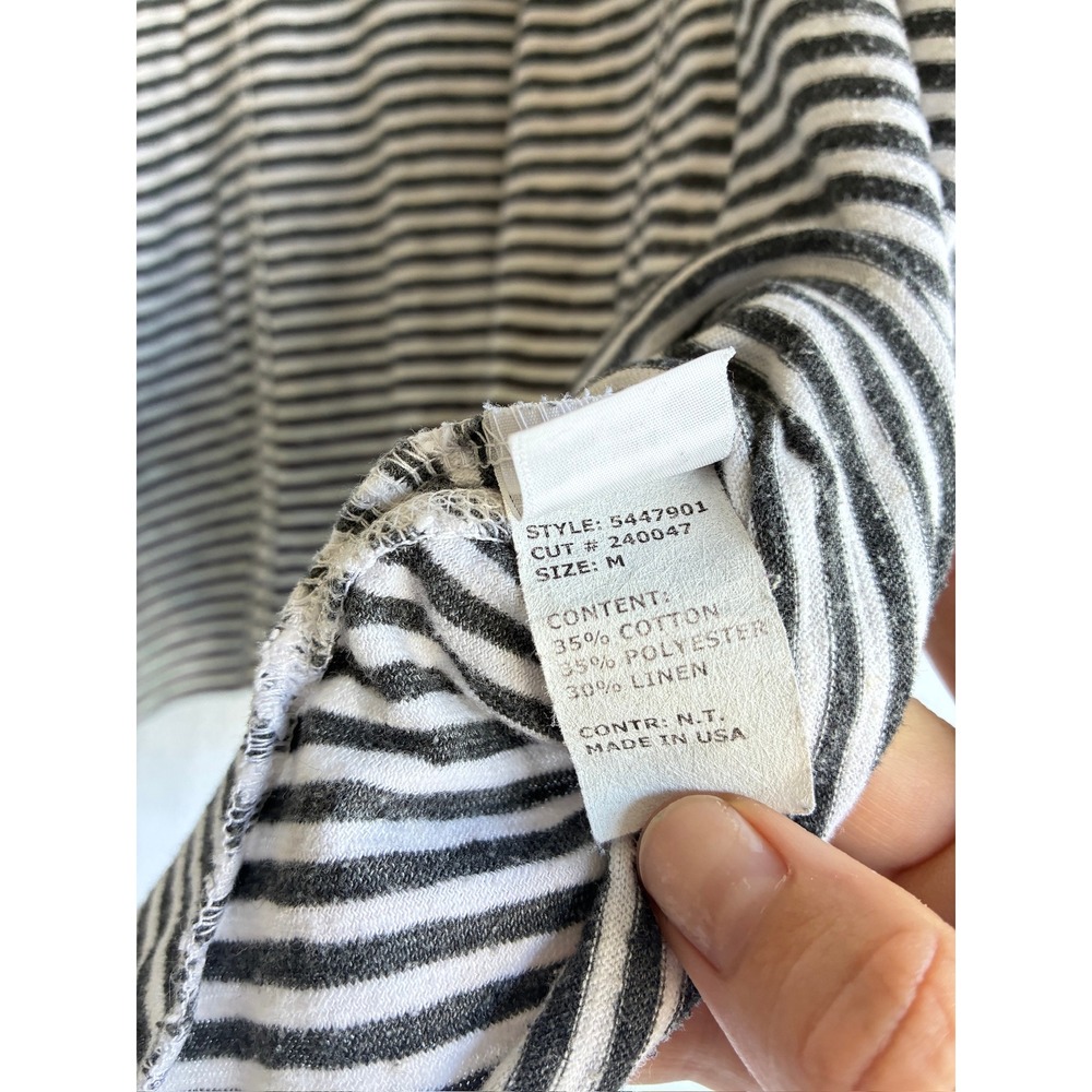 Cut Loose Womens Medium Striped Linen Blend Tunic Top Grey White Made in USA - Picture 4 of 5